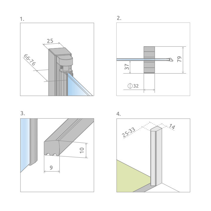 Tür Dusch- für die Nische Radaway Essenza New DWB 80, links, 800x2020mm, profil Chrom