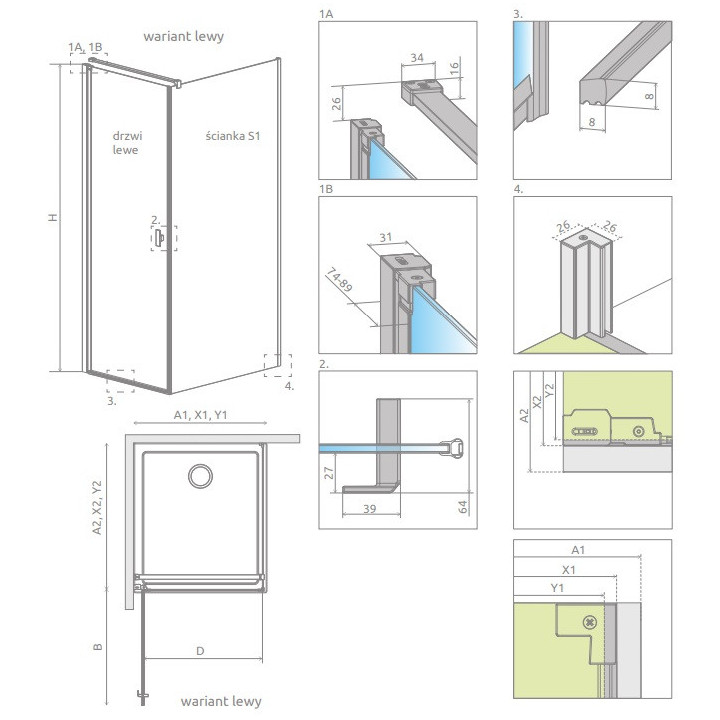 Duschkabine Radaway Modo X I 120, przejrzysta, 1180x2000mm