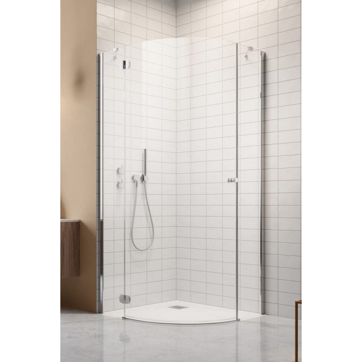 Halbrund Duschkabine Radaway Torrenta PDJ, 80x80cm, links, Glas transparent, profil Chrom