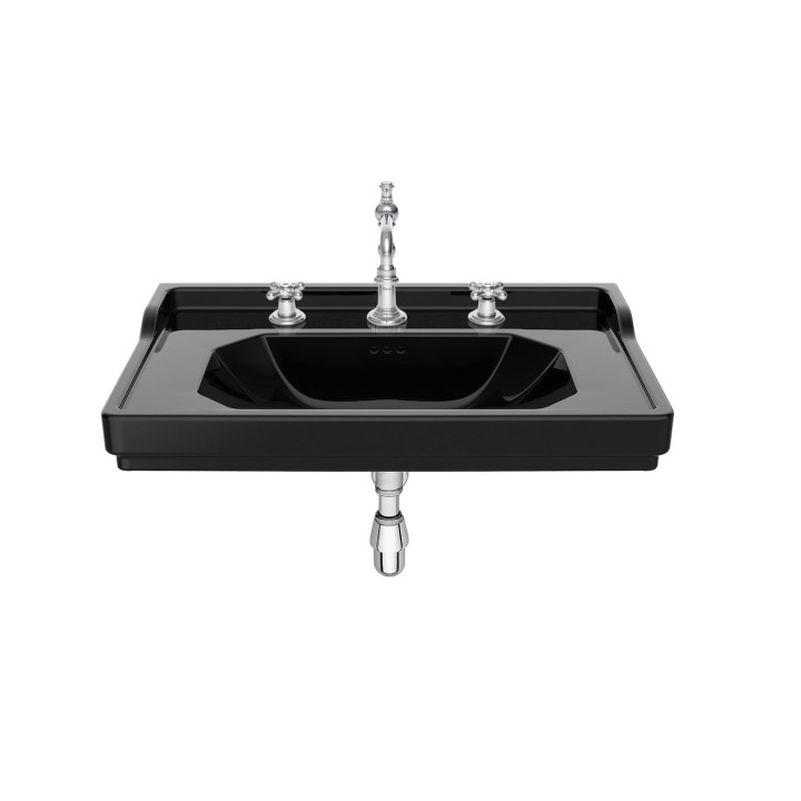 Wandwaschtisch Roca Carmen Black, 80x50cm, z Überlauf, Hahnloch, schwarz