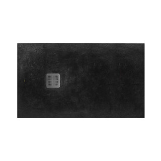 Duschwanne quadratisch Roca Terran, 100x100cm, kompozytowy, Stonex, mit Siphon, szary łupek