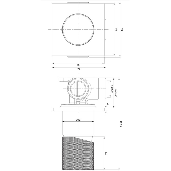 Bidetarmatur Omnires Contour, stehend, Höhe 145mm, Auslauf 125mm, Chrom