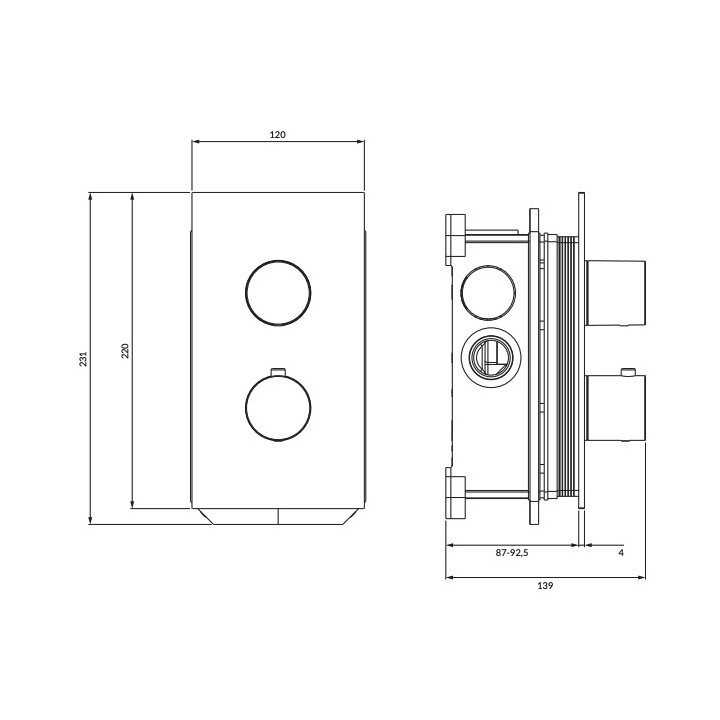 Brausearmatur Omnires Contour, Unterputz, 1 wyjście wody, Chrom