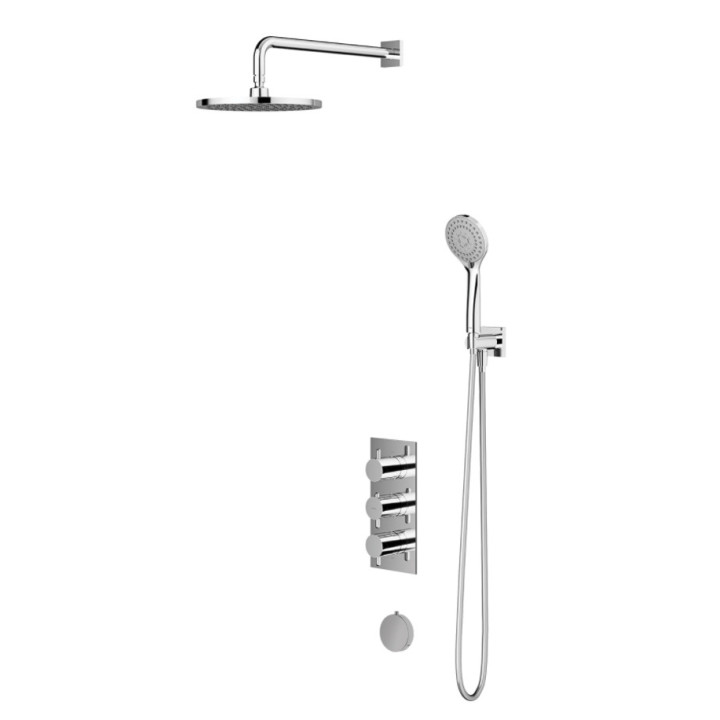 Thermostatisch Duschsystem Omnires Y, Unterputz, 2 wyjścia wody, Kopfbrause 25cm, Handbrause 5-funkcyjna, Chrom