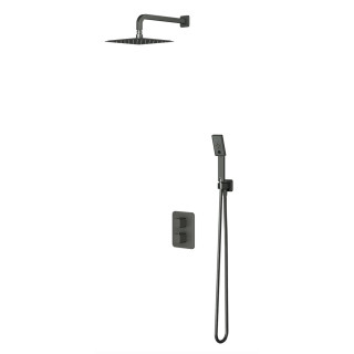 Duschsystem Omnires Parma, Unterputz, 2 wyjścia wody, Kopfbrause 20x20cm, Handbrause 3-Funktions, grafit