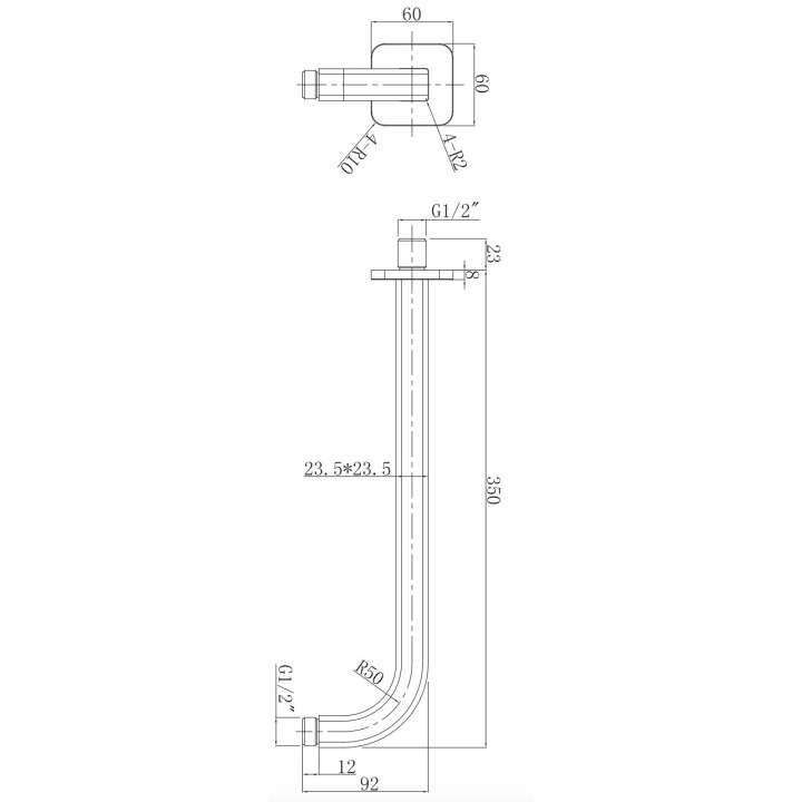 Arm Dusch- Wand- Omnires, 40cm, antracyt