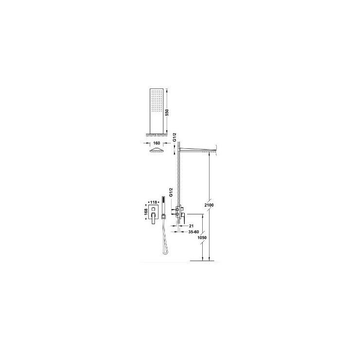 Dusch-set Tres Slim Exclusive mit Unterputzarmattur Rapid-Box, schwarz matt