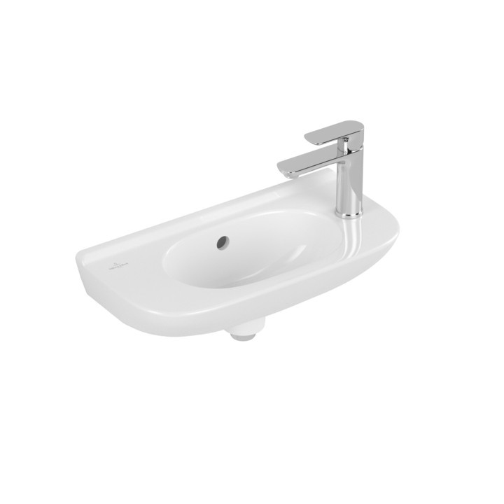 Wandwaschtisch Villeroy&Boch O.novo, 50x25cm, z Überlauf, Hahnloch, AntiBac, Weiss Alpin CeramicPlus