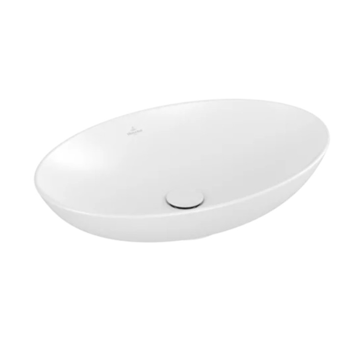 Aufsatzwaschtisch Villeroy & Boch Loop & Friends, 56x38cm, oval, ohne Überlauf, Weiss Alpin