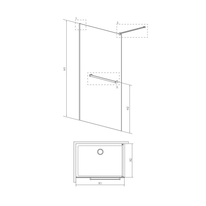 Wand Walk-In Radaway Modo New II 110, 108.5-109.5x200cm, Chrom, Glas transparent
