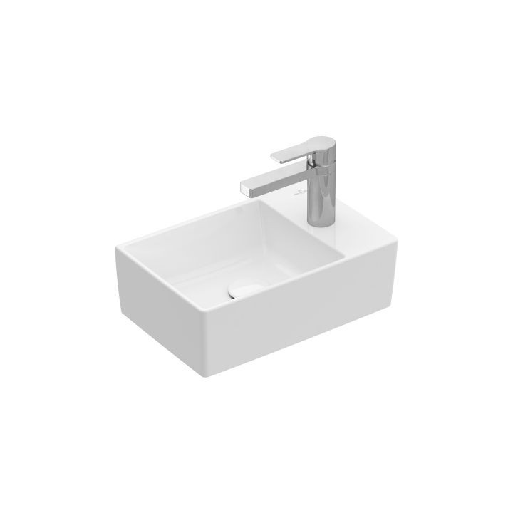 Aufsatzwaschtisch Villeroy&Boch Momento 2.0, 40x26cm, rechteckig, ohne Überlauf, Hahnloch, Weiss Alpin