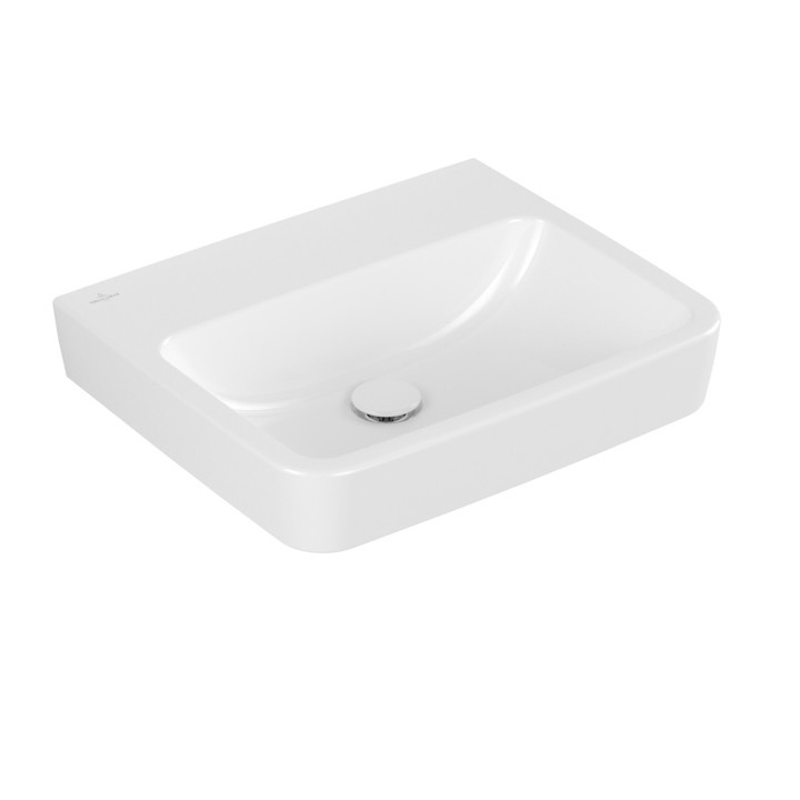 Wandwaschtisch Villeroy & Boch O.novo, 55x46cm, z Überlauf, Hahnloch, Weiss Alpin AntiBac CeramicPlus