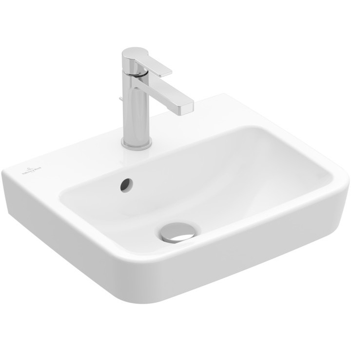 Aufsatzwaschtisch Villeroy & Boch O.novo, 55x46cm, z Überlauf, Hahnloch, Weiss Alpin