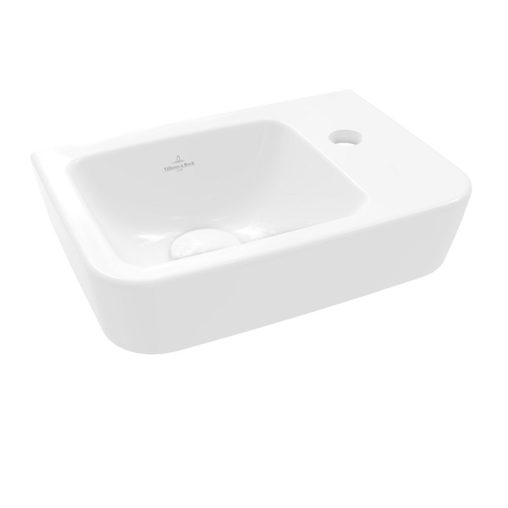 Klein Wandwaschtisch Villeroy&Boch O.novo, 36x25cm, z Überlauf, Hahnloch rechts stronie, Weiss Alpin