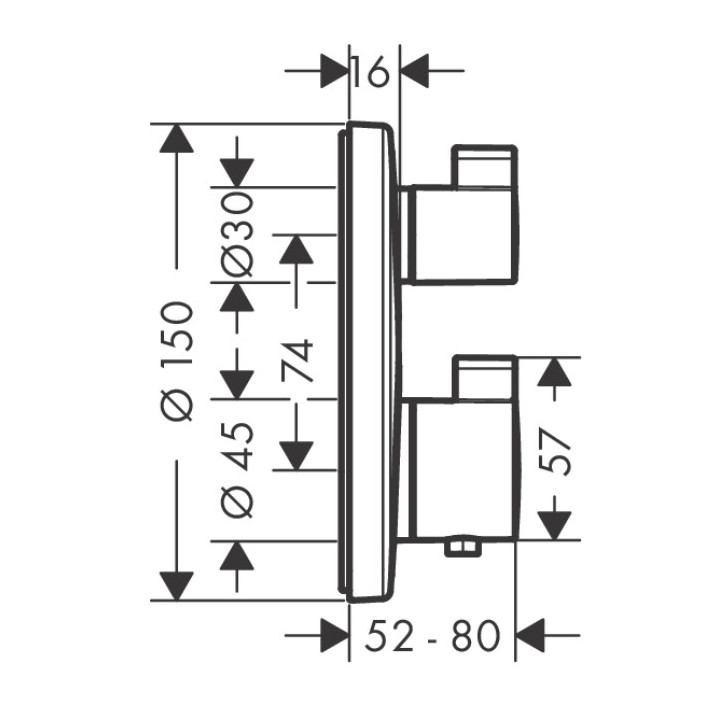 Thermostatisch Armattur Brause- Hansgrohe Ecostat S, Unterputz, 2 wyjścia wody, schwarz matt
