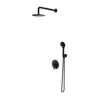 Thermostatisch Dusch-Set Omnires Y, Unterputz, 2 wyjścia wody, Kopfbrause 25cm, Handbrause 5-funkcyjna, schwarz matt