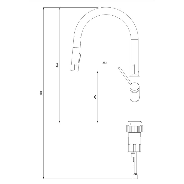 Armatur kuchenne Omnires Bend, stehend, Höhe 444mm, wyciągana i obracana Auslauf, golden