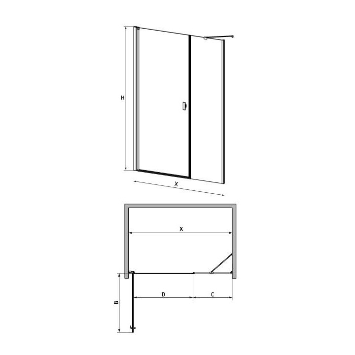 Tür Dusch- für die Nische Radaway Nes 8 Black DWS I 140, rechts, Glas transparent, 1400x2000mm, schwarz profil