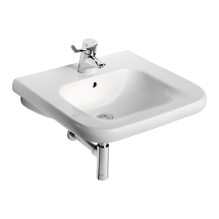 Wandwaschtisch dla niepełnosprawnych Ideal Standard Contour 21, 55x54,5cm, z Überlauf, Hahnloch, weiß