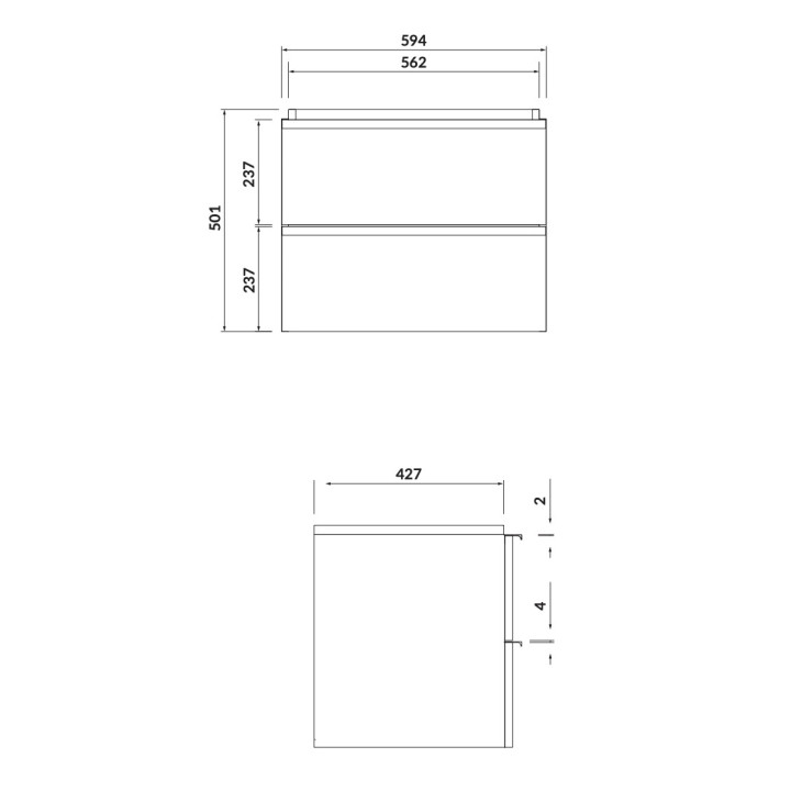 Schrank Unterbau- Cersanit Larga, 60cm, 2 szuflady, weiß