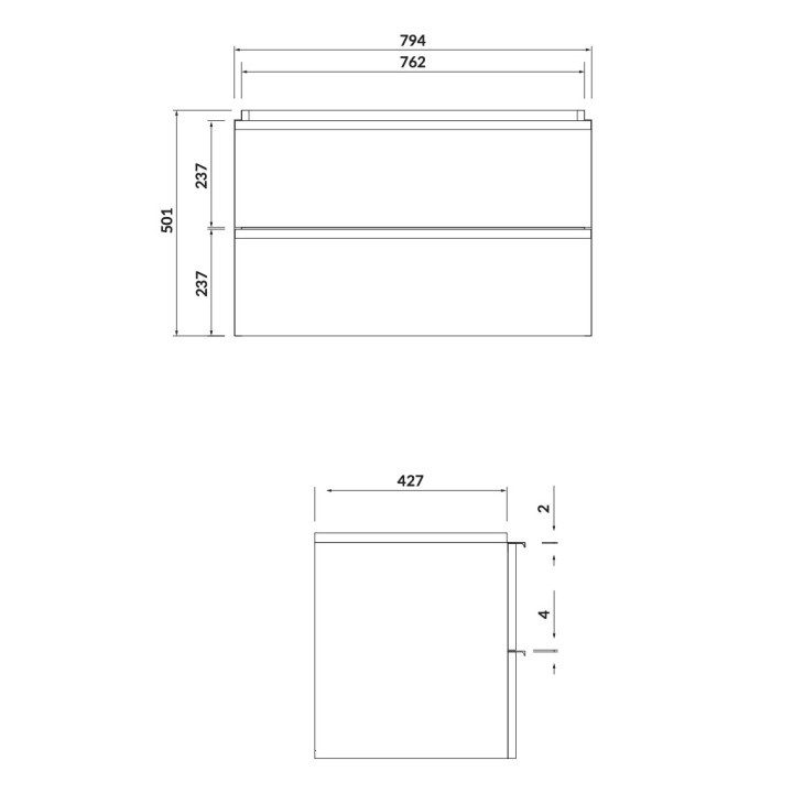 Schrank Unterbau- Cersanit Virgo, 60cm, 2 szuflady, verchromt uchwyty, weiß
