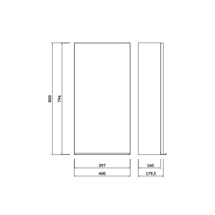 Hängeschrank Cersanit Virgo, 40cm, Tür uniwersalne, 3 półki, verchromt Halter, weiß