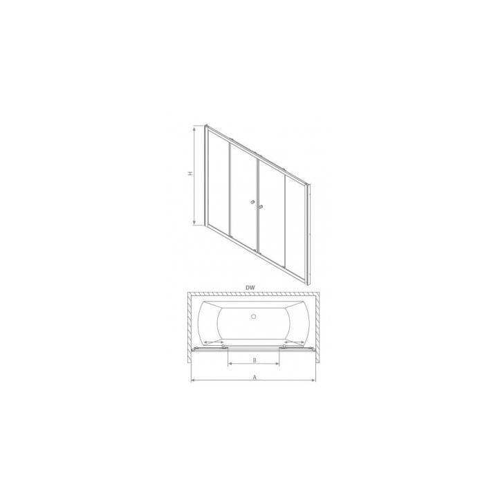 Parawan nawannowy Radaway Vesta DWD 170 cm mit einer Tür przesuwnymi, Glas fabric, profil Chrom- sanitbuy.pl
