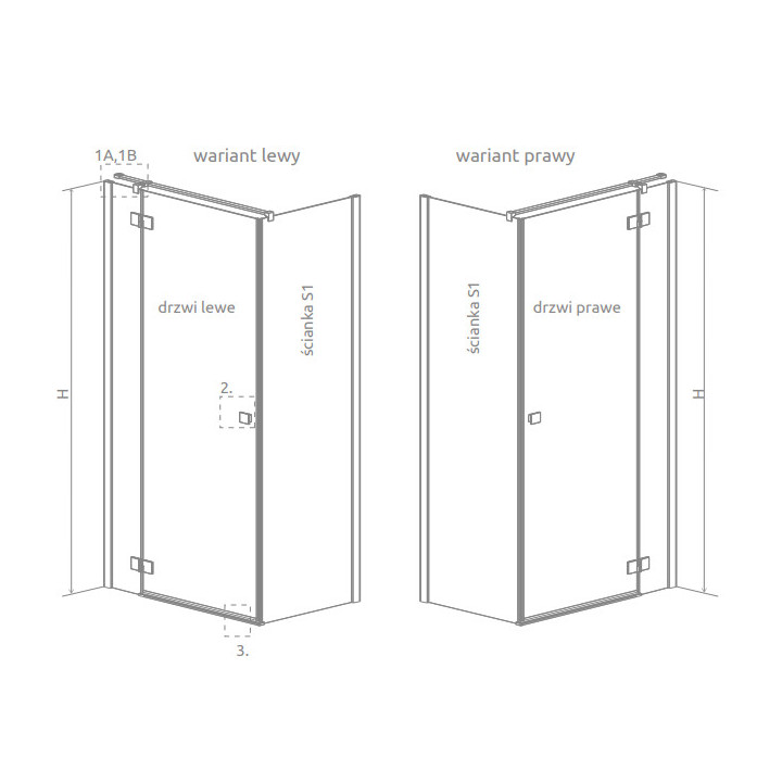 Seitenwand Radaway Essenza New Black KDJ S1 75 71.7-73.2-200cm, profil schwarz, Glas transparent- sanitbuy.pl