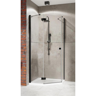 Duschkabine mit eckeinstieg symmetrisch Radaway Essenza New Black PTJ 100x100 Tür links, profil schwarz, Glas transparent- sanit