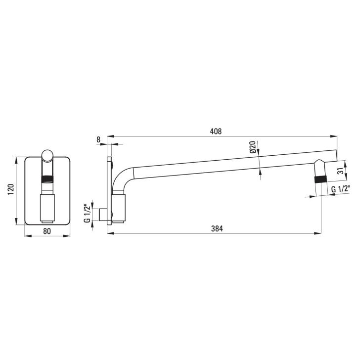 Kopfbrause Deante Floks, rund, 250mm, bianco