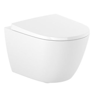 Becken WC abgehängt, Roca Gap Square Rimless Compacto 48×34 cm, MaxiClean, weiß