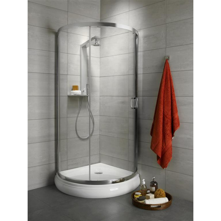 Halbrund Duschkabine Radaway Premium A 1700, 90x90cm, rozsuwana, Glas fabric, profil Chrom