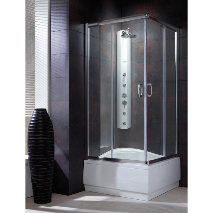 Halbrund Duschkabine Radaway Premium A 1700, 90x90cm, rozsuwana, Glas fabric, profil Chrom