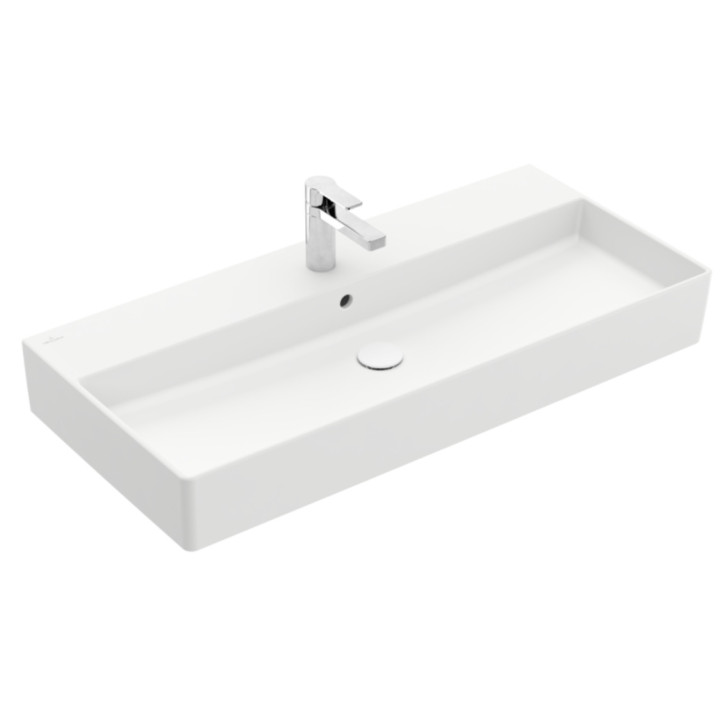Waschtisch zur Wandmontage Villeroy & Boch Memento 2.0, 100x47cm, z Überlauf, Hahnloch, Stone White CeramicPlus