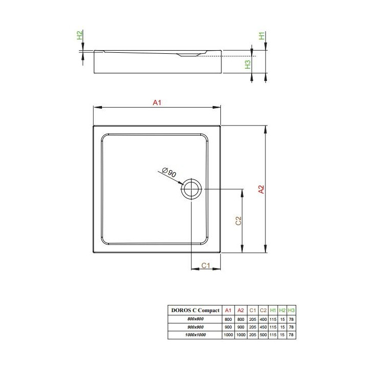 Acryl-duschwanne Radaway Doros C quadratisch 80x80 cm- sanitbuy.pl