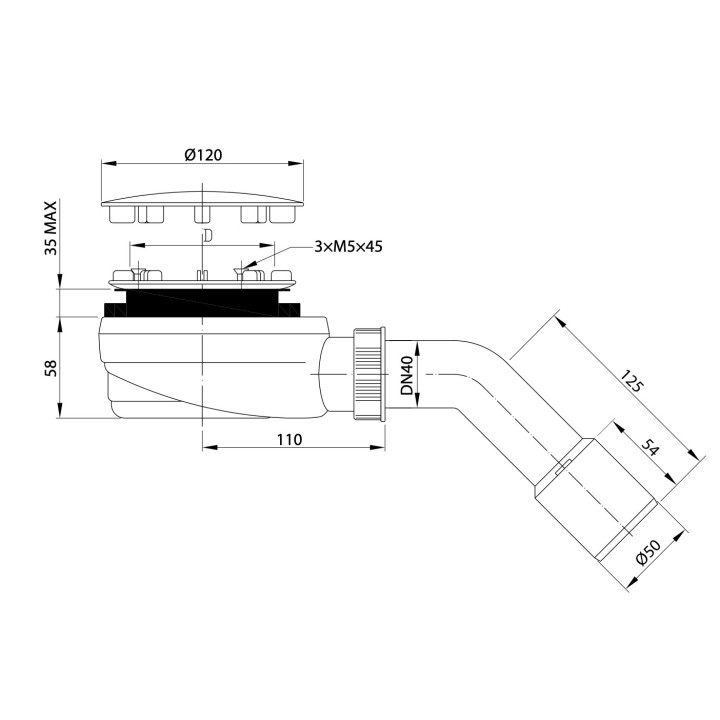Ablaufgarnitur für duschwanne Radaway Turboflow TB50, Chrom