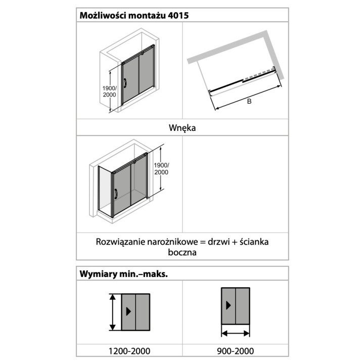 Tür Schiebe- Huppe Aura Elegnace 1-teilig ze stały segmentem rechts 130x200 cm transparentes Glas z Anti-Plaque  silbernes Profi