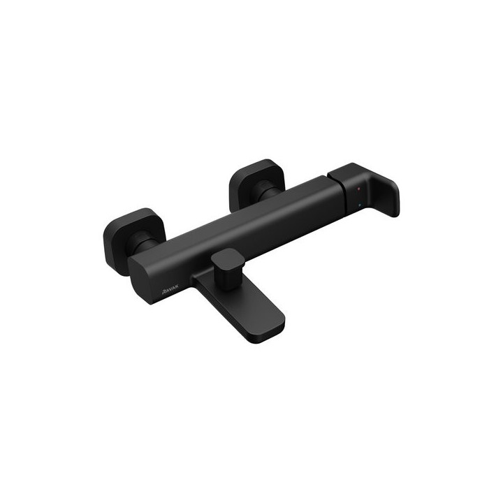 Wannenbatterie Ravak 10° Free black, Aufputz, TD F 022.20/150