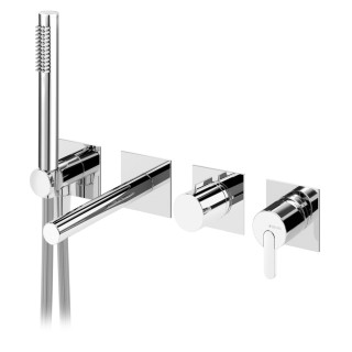 Unterputz Wannenbatterie Bruma Avalon Edge, mit 4 Anschlüssen, 3 wyjścia wody, Auslauf 210mm, Dusch-Set, Chrom