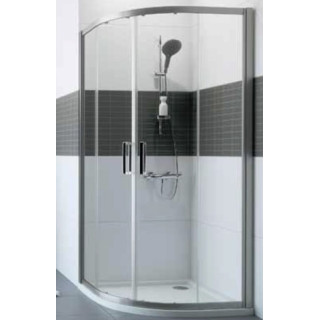 Kabine 1/4 Kreise Huppe Classics 2, 1000x1000mm, Tür Schiebe-, Einstiegbreite 570mm, Anti-Plaque, silbern profil