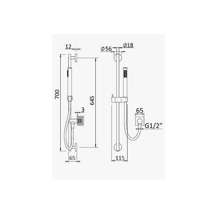 Dusch-set mit Armatur Unterputz i Handbrause Bruma Linea Kopfbrause 20 cm, sunset