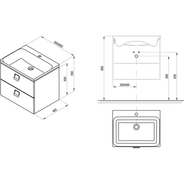 Schrank pod umywalkę Ravak SD Comfort 600, 60 x 46 cm, weiß