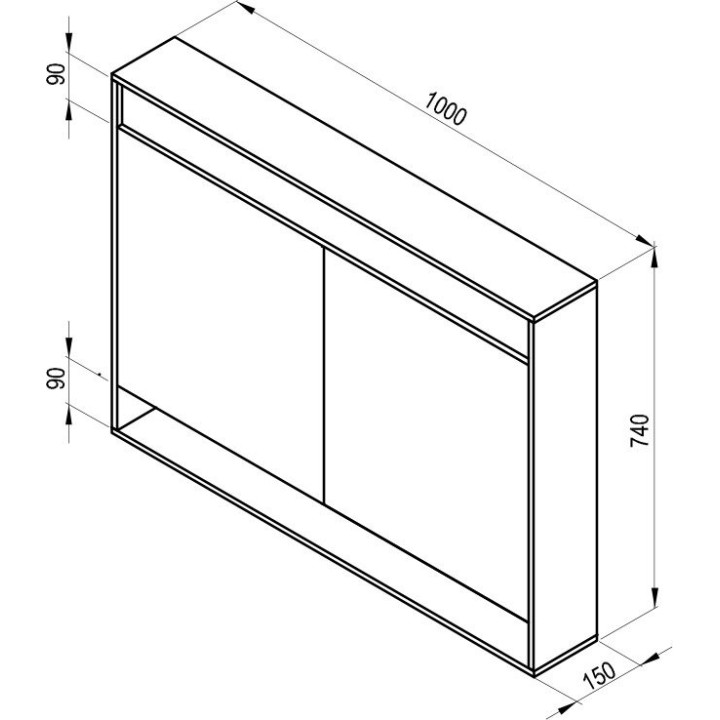 Spiegelschrank Ravak MC 1000 Step, 100 x 74 cm