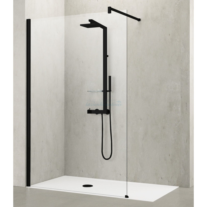 Kabine typu walk-in zur Wandmontage Novellini Kuadra H 117-120 cm, profil Chrom, transparentes Glas