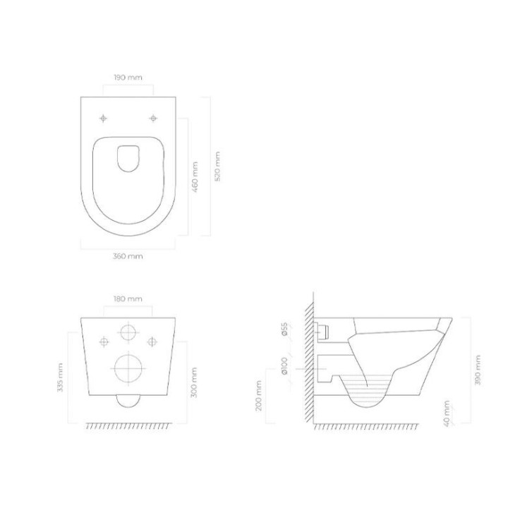 Wand-wc wc Oltens Jog 52x36 cm, PureRim mit Schicht SmartClean mit WC-Sitz mit Softclosing Slim - weiß
