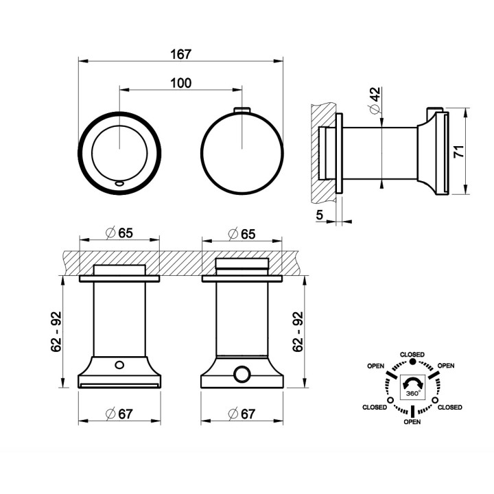 Thermostatisch Armatur Brause- mit 2-Anschlüssen Gessi Origini, Unterputz, 1 wyjścia wody, Chrom