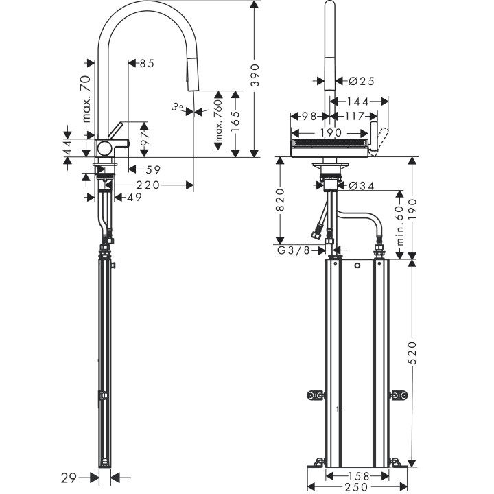 Küchenarmatur Hansgrohe Aquano Select M81