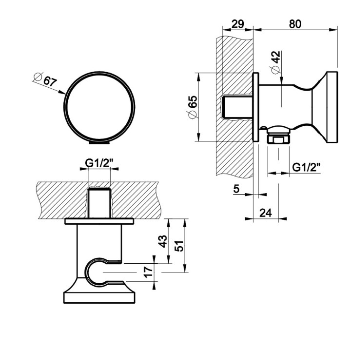Thermostatisch Armatur Brause- Gessi Origini, Unterputz, 4 jednoczesne wyjścia wody, Chrom