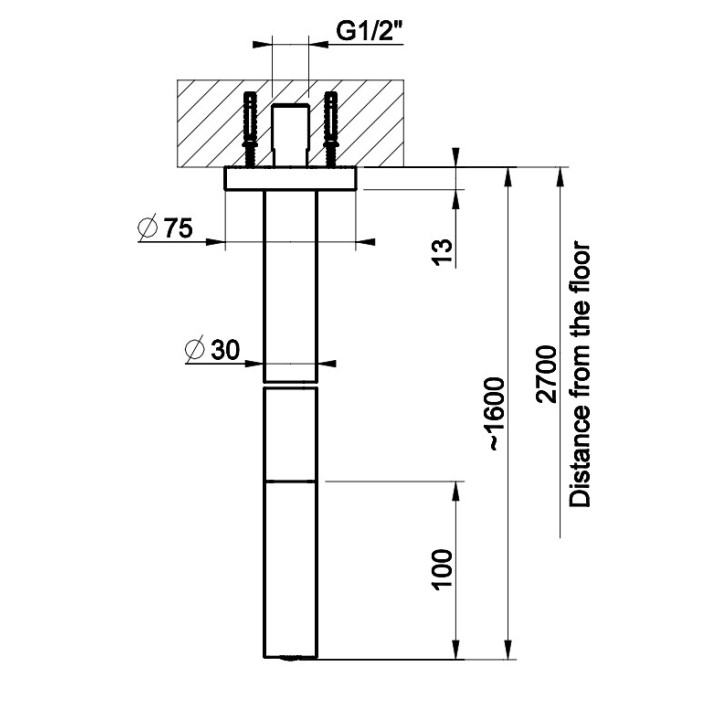 Auslauf Waschtisch- Gessi Venti20, zur Wandmontage, 243mm, Chrom