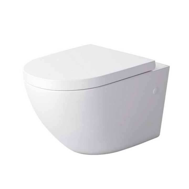 Wand-wc WC Massi, 48x36cm, bezkołnierzowa, mit WC-Sitz mit Softclosing Duro Decos, weiß